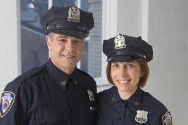 The traditional military-style police uniform.